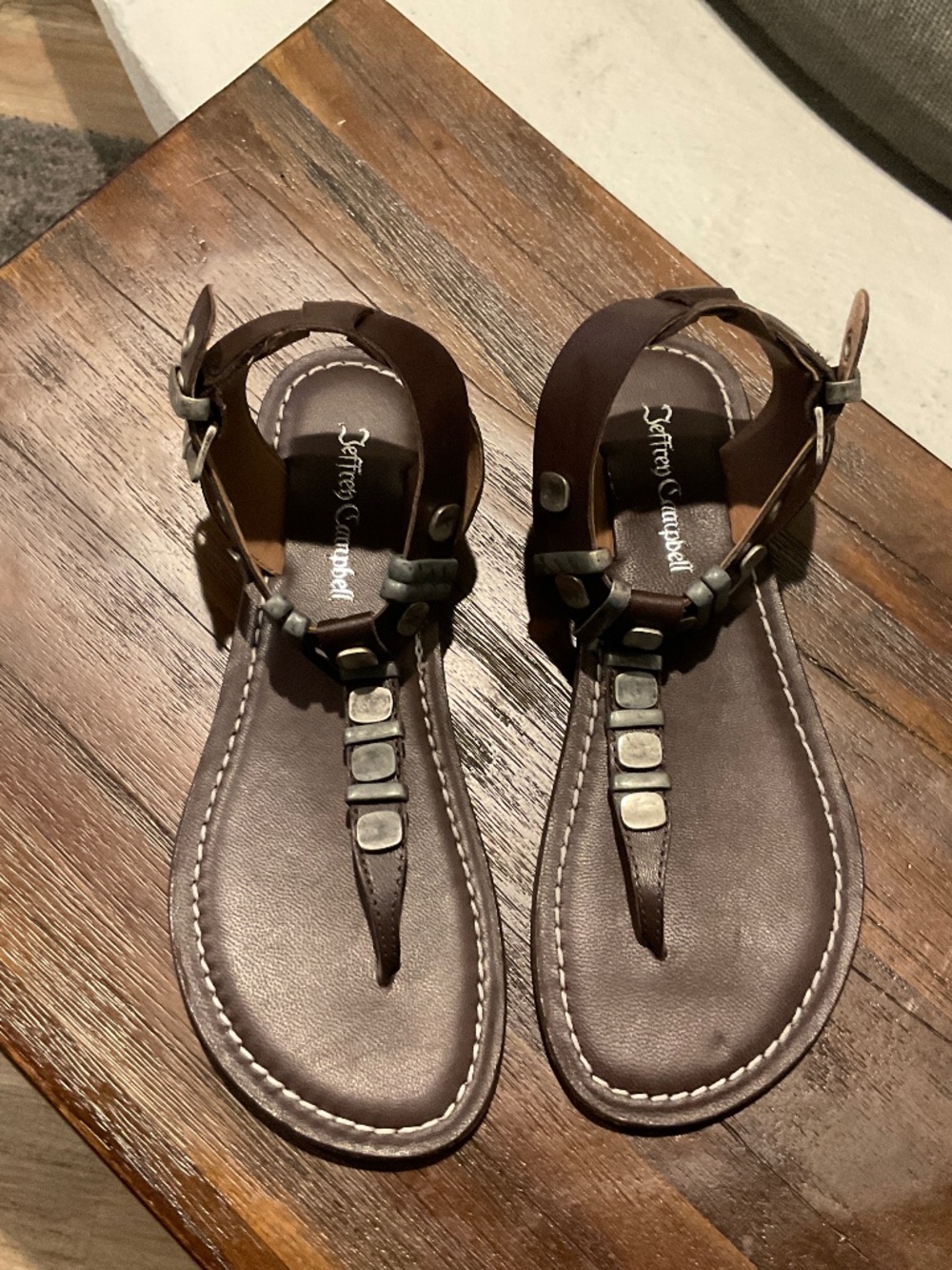 Jeffrey Campbell Leif Sandal Leather Dark Brown Size 7 - Picture 2 of 7